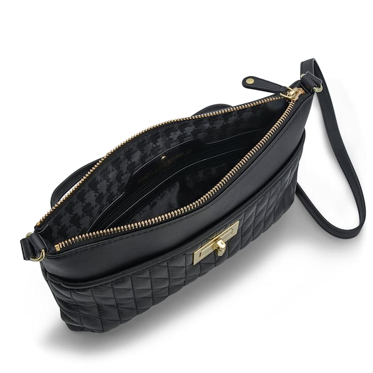 Karl Lagerfeld Paris Agyness Black & Gold Leather Crossbody 13542A