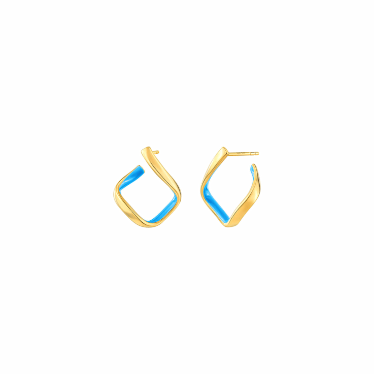 Square Earrings with Turquoise Enamel