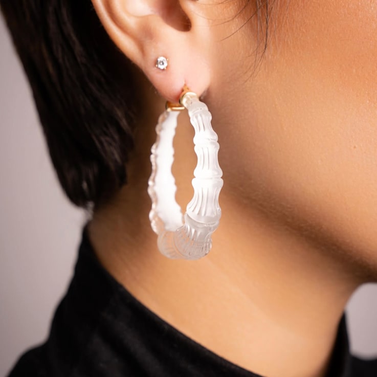 Bamboo Illusion Hoops in Dove