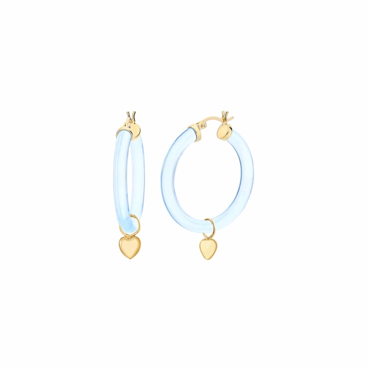Mini Heart Charm Earrings in Blue