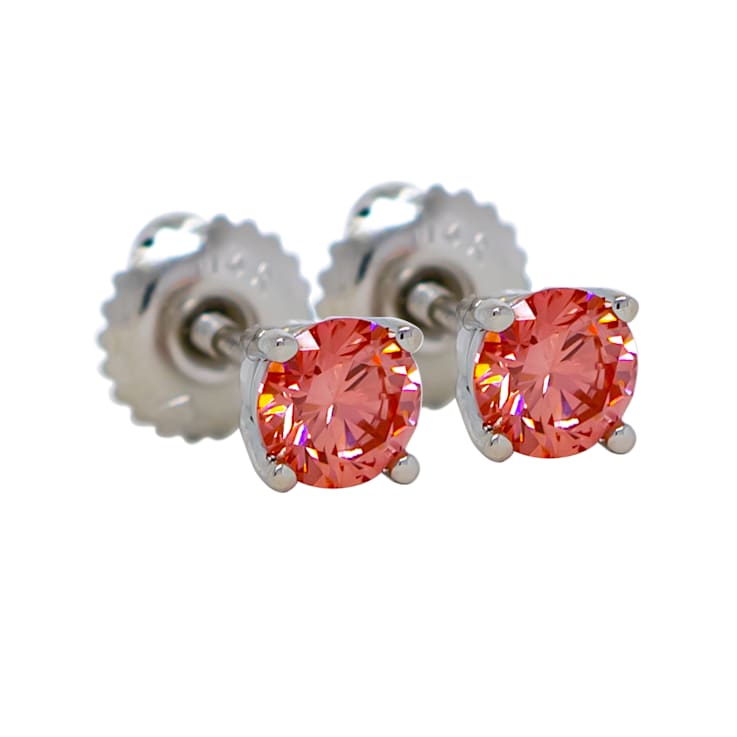 IGI Certified 1.00 Ct. T.W. Pink Lab-Grown Diamond Stud 14K White Gold Earrings