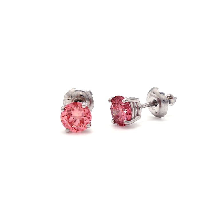 IGI Certified 1.00 Ct. T.W. Pink Lab-Grown Diamond Stud 14K White Gold Earrings