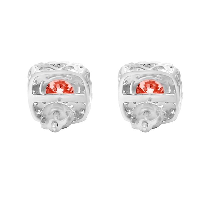 2.00 Ct. T.W. Pink And White Lab Grown Diamond Halo 14K White Gold Earrings