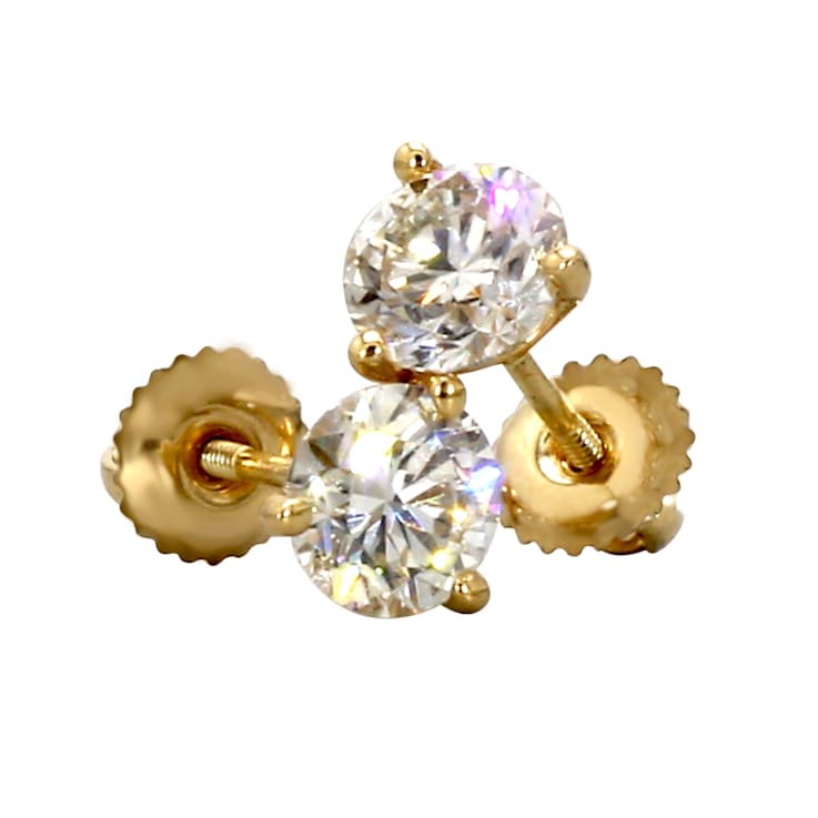 IGI Certified 1 1/2 Ct. T.W. Lab-Grown Diamond Martini Stud 14K Yellow
Gold Earrings