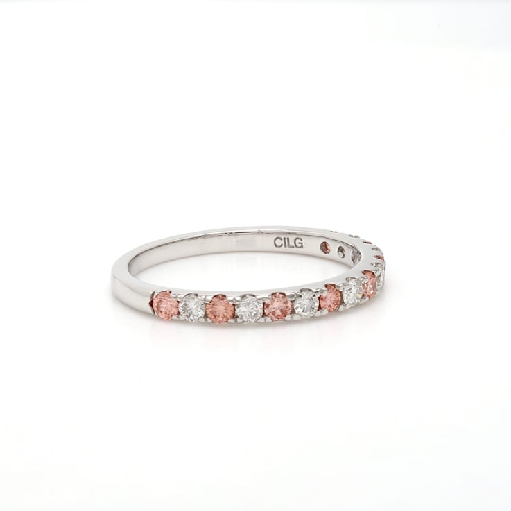 1/2 Ct. T.W. Pink And White Lab-Grown Diamond Ring 14K White Gold