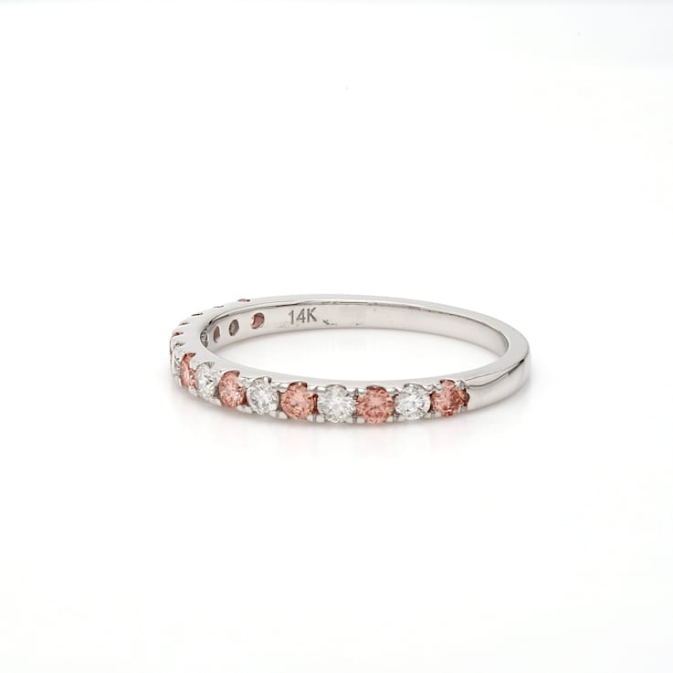 1/2 Ct. T.W. Pink And White Lab-Grown Diamond Ring 14K White Gold