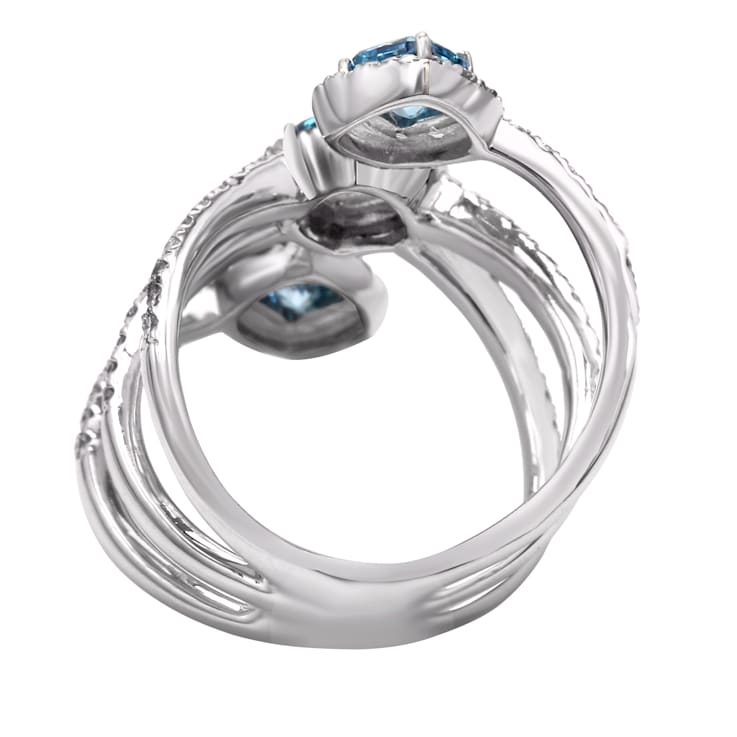 2.40 Ct. T.W. Blue and White Lab Grown Diamond 14K White Gold Ring