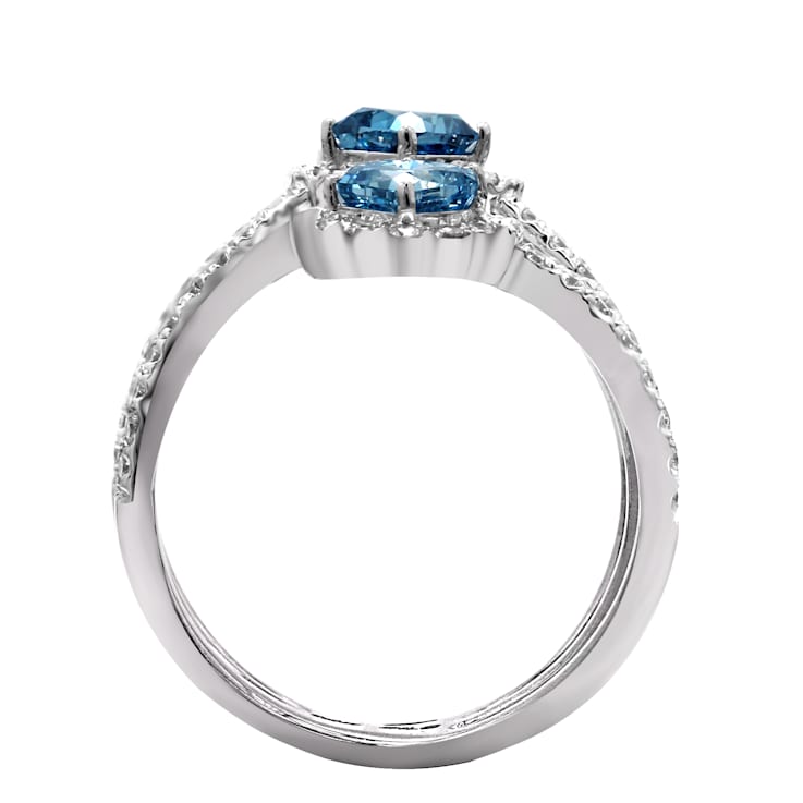 2.40 Ct. T.W. Blue and White Lab Grown Diamond 14K White Gold Ring