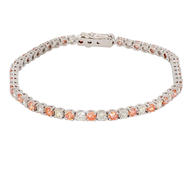 5.00 Ct. T.W. Pink And White Lab Grown Diamond 14K White Gold Bracelet