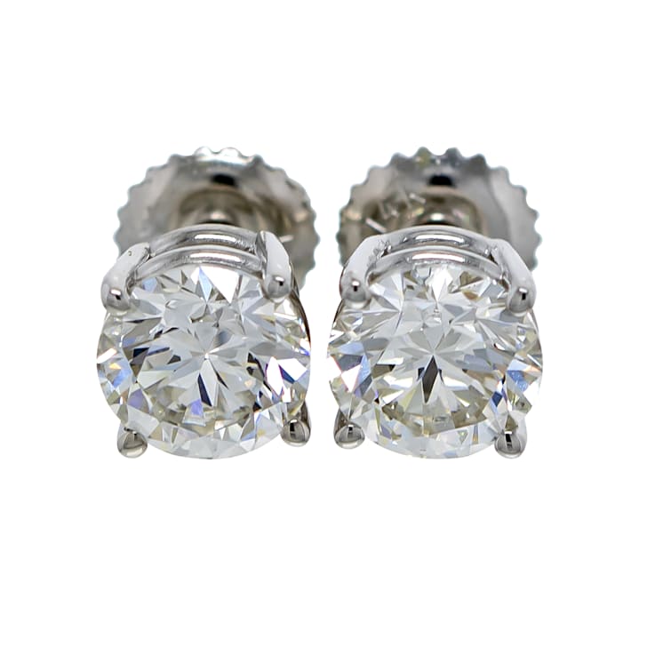 IGI Certified 2.00 Ct. T.W. White Lab Grown Diamond Stud 14K White Gold Earrings