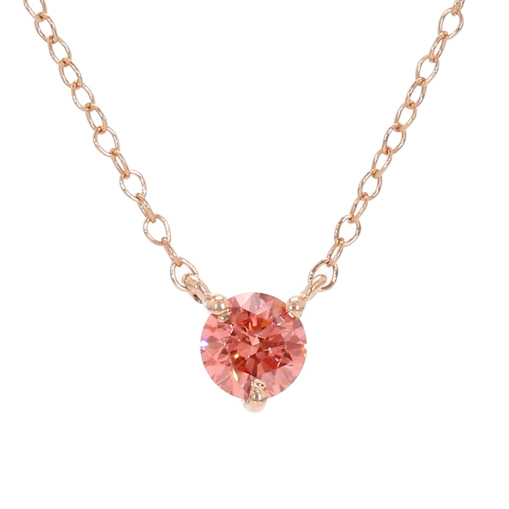 1/3 Ct. Pink Lab Grown Diamond Solitaire 14K Rose Gold Necklace