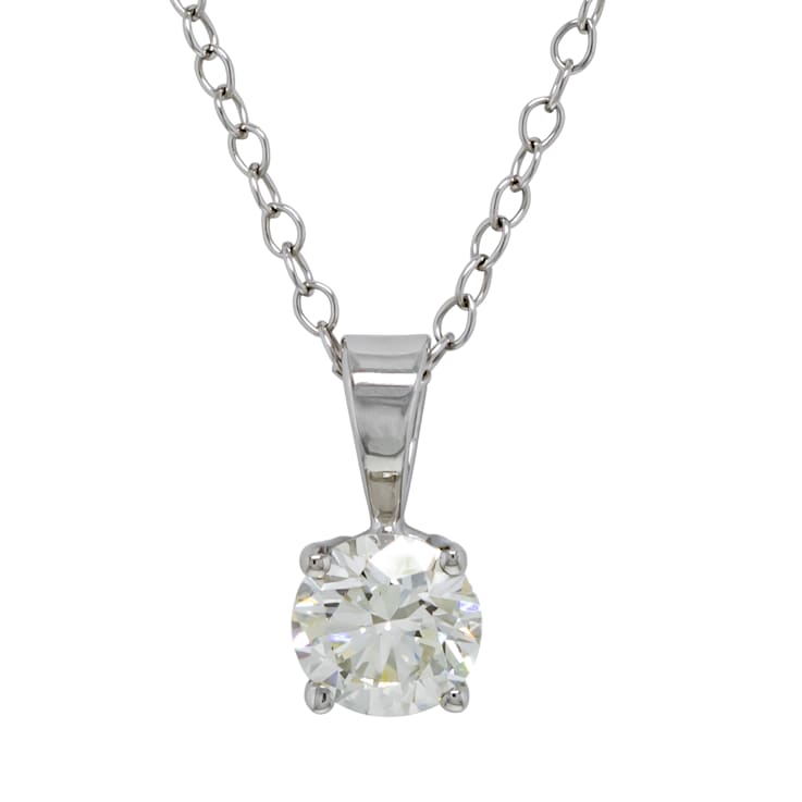 Lab-Grown Diamond 2ct. Round Brilliant Solitaire Pendant | White - White / 14K White Gold