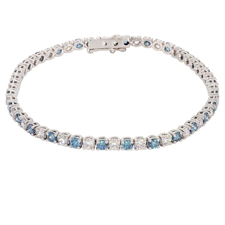 5.00 Ct. T.W. Blue And White Lab Grown Diamond 14K White Gold Bracelet