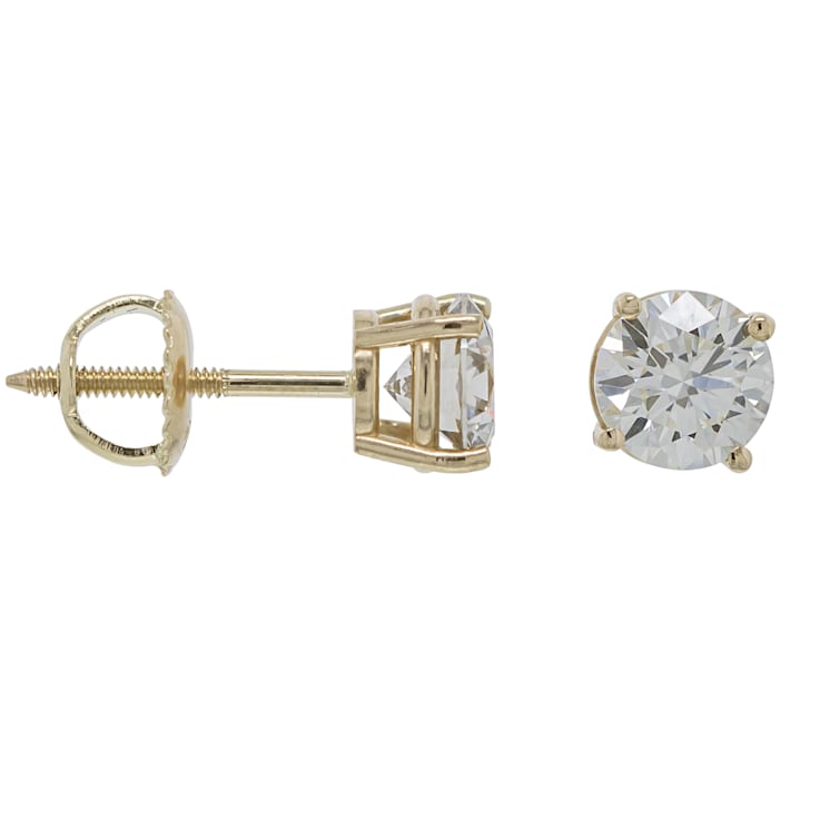 IGI Certified 1.00 Ct. T.W. White Lab-Grown Diamond Stud 14K Yellow Gold Earrings