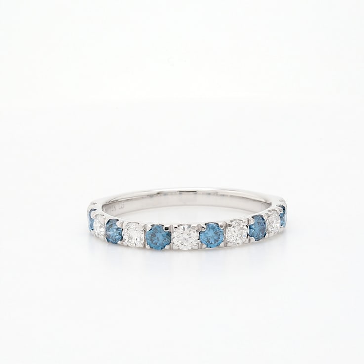 1/2 Ct. T.W. Blue And White Lab-Grown Diamond Ring 14K White Gold