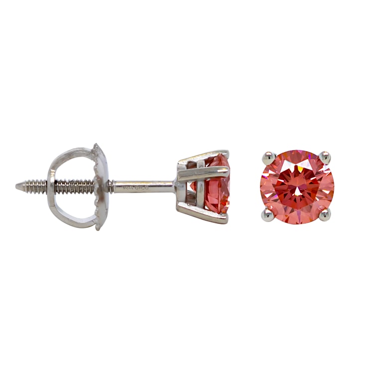 IGI Certified 1/2 Ct. T.W. Pink Lab-Grown Diamond Stud 14K White Gold  Earrings - 1BS3LD