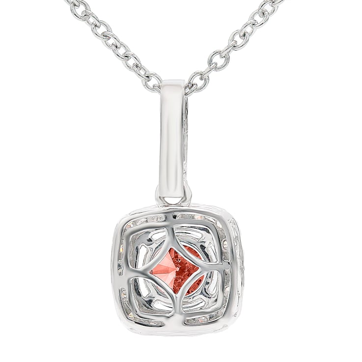1 1/2 Ct. T.W. Pink and White Lab Grown Diamond Halo 14K White Gold Pendant