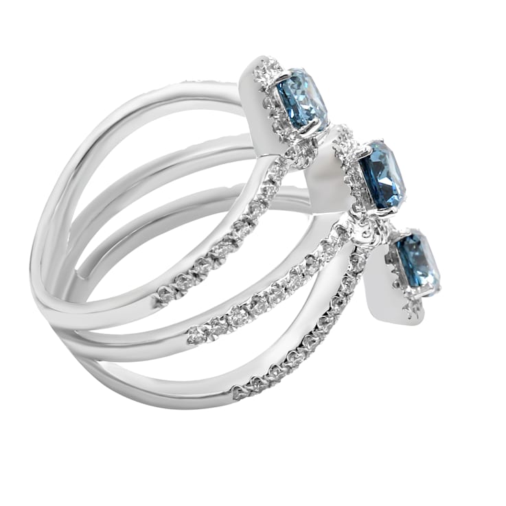 2.40 Ct. T.W. Blue and White Lab Grown Diamond 14K White Gold Ring