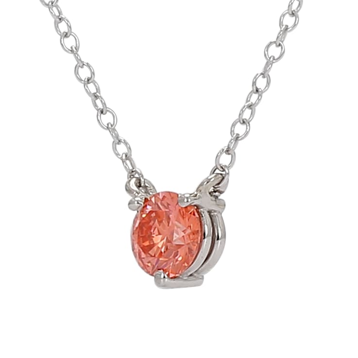 1/3 Ct. Pink Lab Grown Diamond Solitaire 14K White Gold Necklace