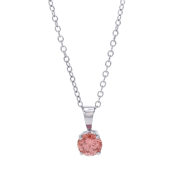 1/2 Ct. T.W. Pink Lab Grown Diamond Solitaire 14K White Gold Pendant
