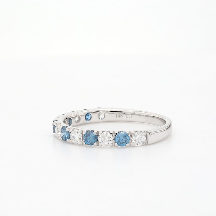 1/2 Ct. T.W. Blue And White Lab-Grown Diamond Ring 14K White Gold