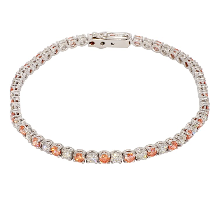 5.00 Ct. T.W. Pink And White Lab Grown Diamond 14K White Gold Bracelet