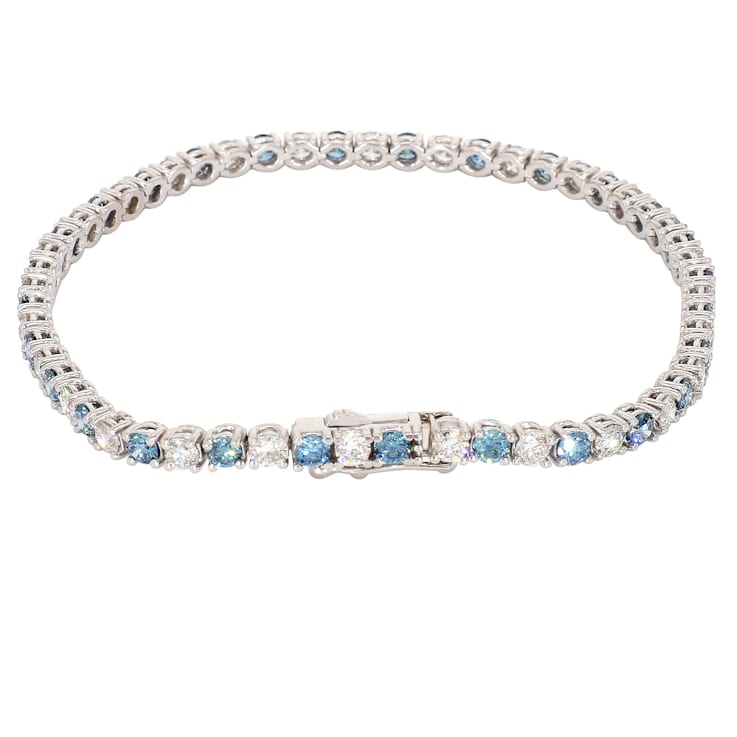 5.00 Ct. T.W. Blue And White Lab Grown Diamond 14K White Gold Bracelet