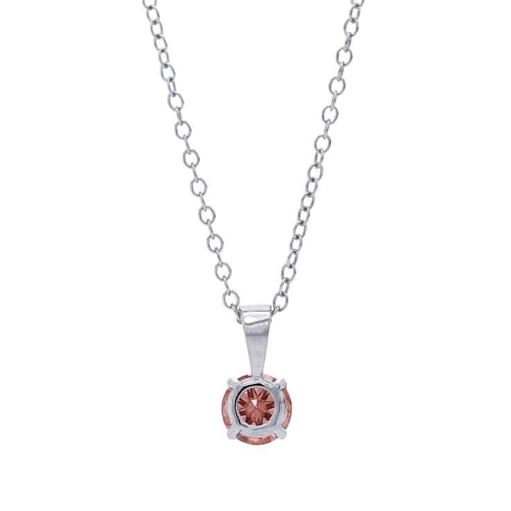 1/2 Ct. T.W. Pink Lab Grown Diamond Solitaire 14K White Gold Pendant