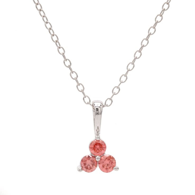 1/4 Ct. T.W. Pink Lab-Grown Diamond 3 Stone 14K White Gold Pendant