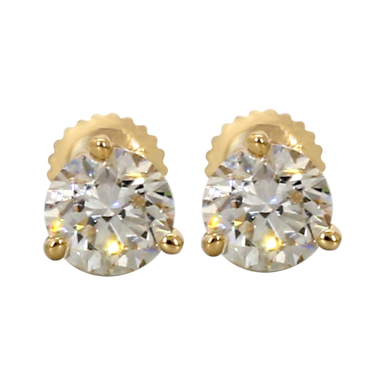 Gold Diamond Studs, 3 Ct Round Created Yellow Canary Diamond Earrings, -  Brilliant Lab Creations