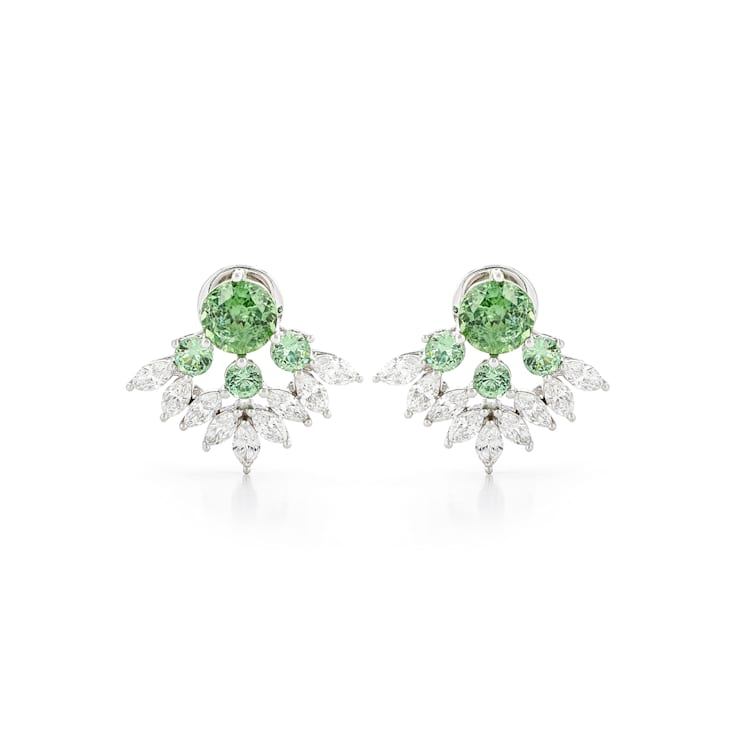 Green Prosperity Demantoid 18K White Gold Earrings 4.92ctw