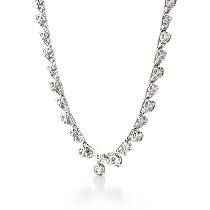 Green Prosperity Demantoid 18K White Gold multi-stone Necklace 14.08ctw