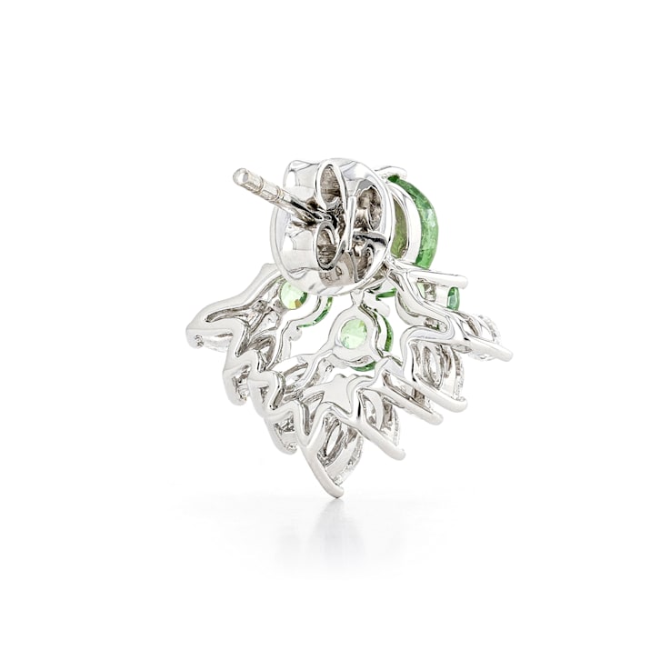 Green Prosperity Demantoid 18K White Gold Earrings 4.92ctw