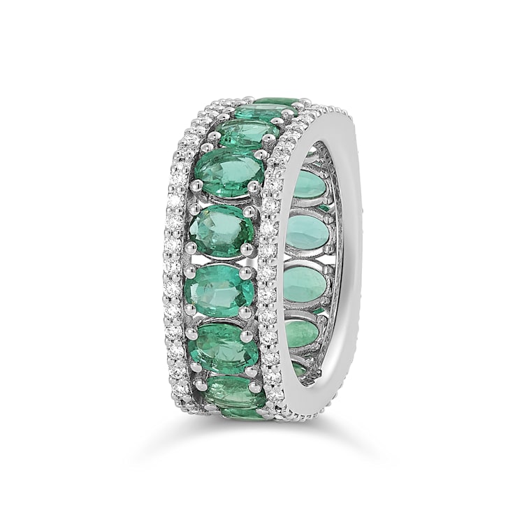 18K White Gold Emerald And White Diamond Ring 5.15ctw