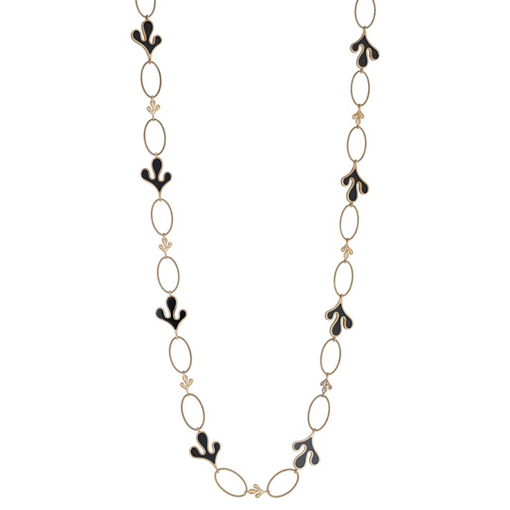 18K Rose Gold White Diamond Necklace With White Ceramic Elements .29ctw