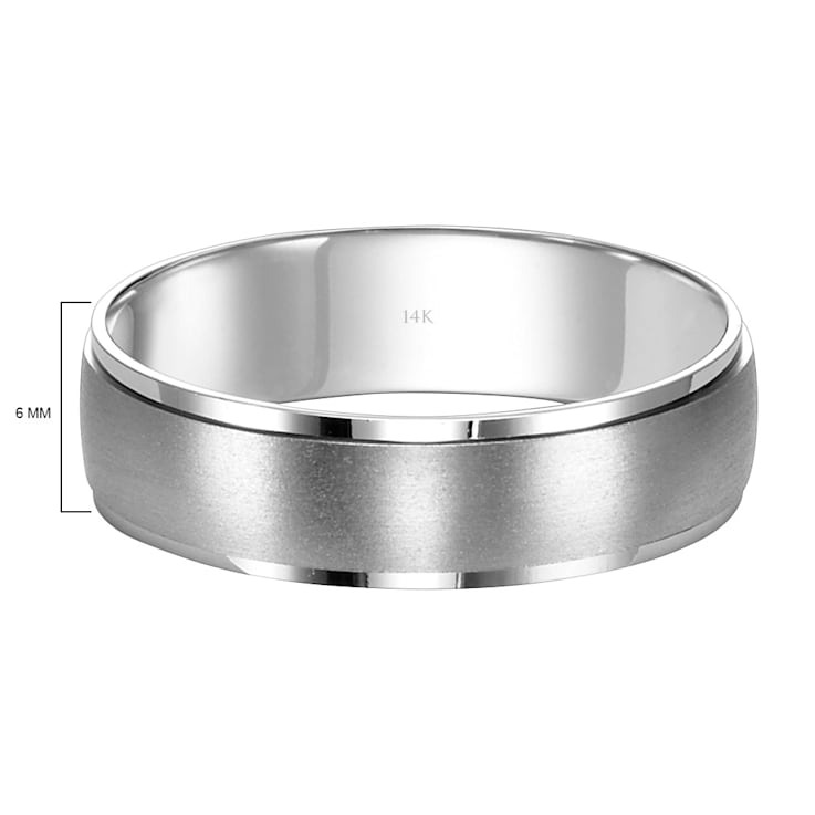 14K White Gold 6MM Flat Edge Brushed Satin Finish Wedding Band by
Brilliant Expressions