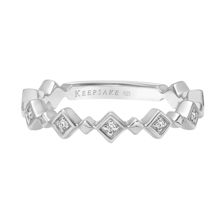 Women's Stackable Ring with Alternating Diamond Accents 925 Sterling
Silver 0.05 ct (I-J, I3)
