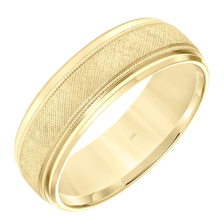 Finish Expressions Milgrain 7MM Gold Band Yellow 1STGPA 14K Wedding by Accents Florentine with - Brilliant