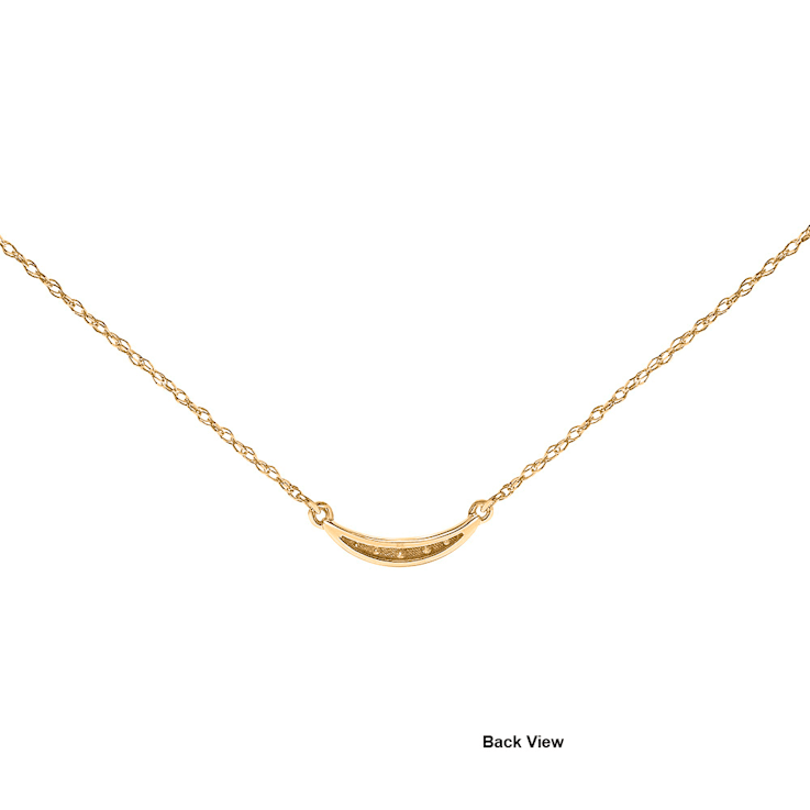 Crescent Moon Curved Bar Diamond Pendant Necklace in 10k Yellow 1