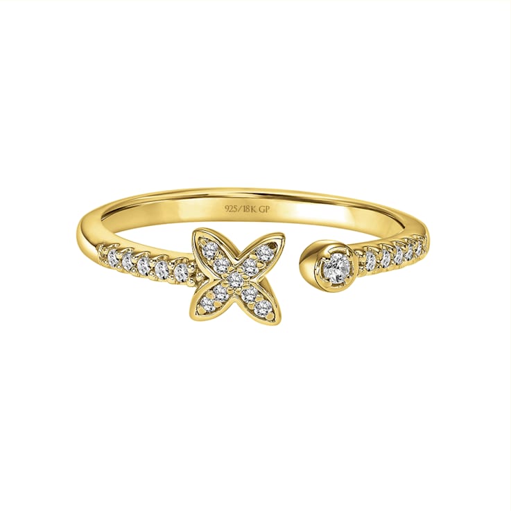 Hugs and Kisses, X and O Stackable Fashion Diamond Open Ring in 18K
Yellow Vermeil 1/10ct (I-J, I3)