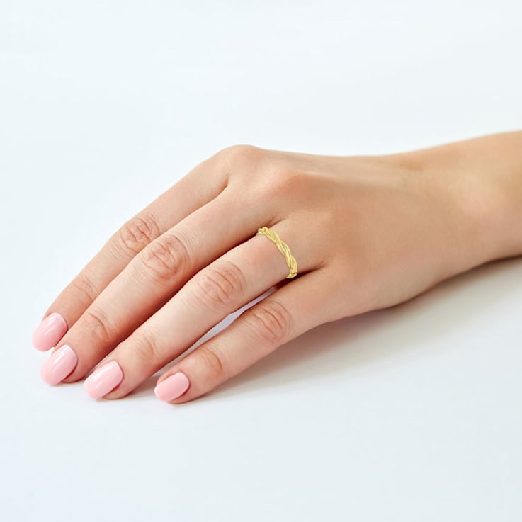 Simple Twist Stackable Ring Band in 18K Yellow Vermeil
