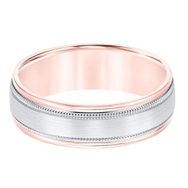 14K Rose and White Gold 6.5MM Coin Edge Satin Finish Wedding Band by
Brilliant Expressions