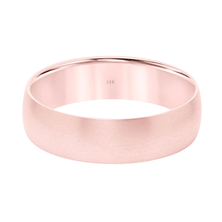 14K Rose Gold 6MM Plain Matte Satin Wedding Band by Brilliant Expressions