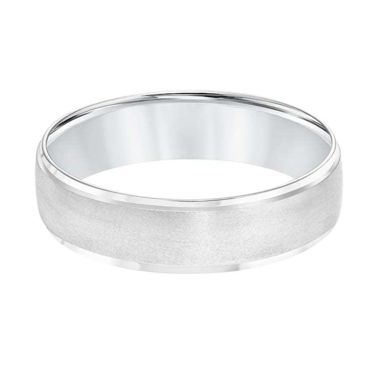 14K White Gold 6MM Flat Edge Brushed Satin Finish Wedding Band by
Brilliant Expressions