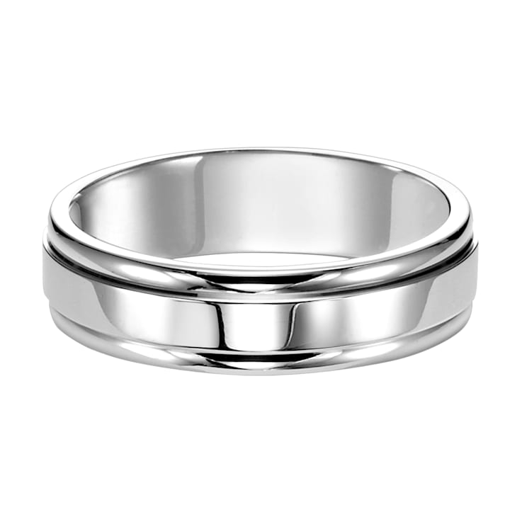 14K White Gold 6MM Round Edge High Polished Wedding Band by Brilliant Expressions
