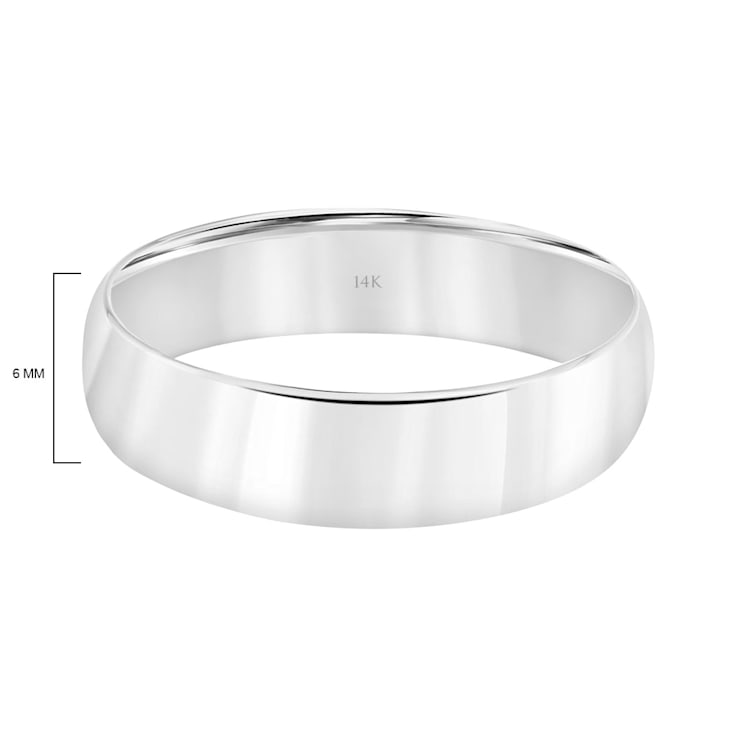 Men’s or Women's 14K White  Gold 6MM Comfort Fit Classic Wedding Band by
Brilliant Expressions