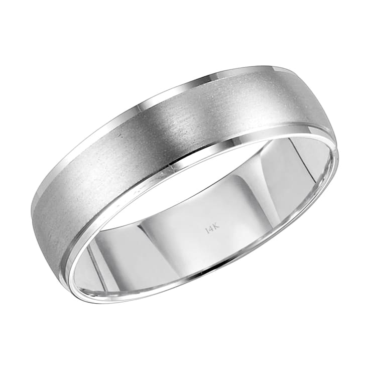 14K White Gold 6MM Flat Edge Brushed Satin Finish Wedding Band by
Brilliant Expressions