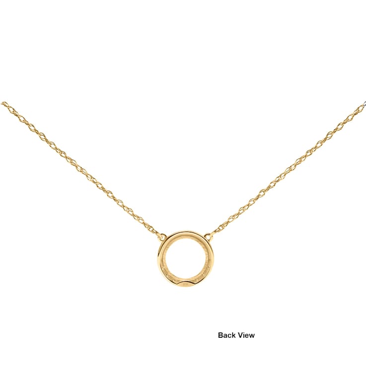3/4 Inch 14KT Gold Plated Over Sterling Silver Open Circle Dove Necklace  with Cubic Zirconia