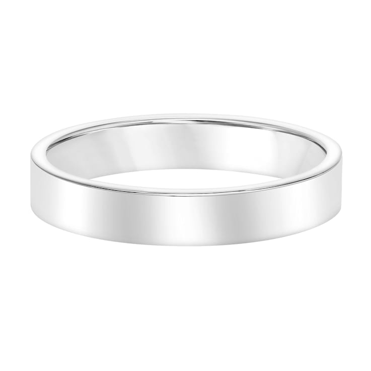 Men’s or Women's 14K White Gold 4MM Classic Flat Plain Wedding Band by
Brilliant Expressions
