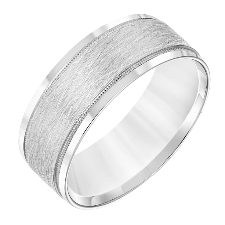 9ct white gold mens best sale wedding band